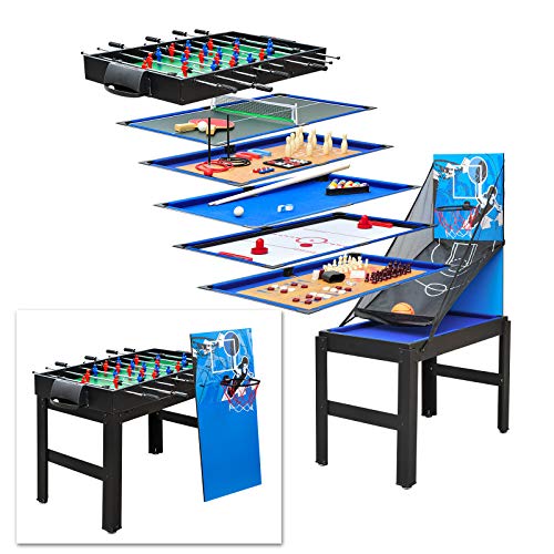 DEMA Multigame Spieltisch Spieletisch 14 in 1 Tischfußball Kicker Tischkicker Billard Basketball Hockey Tischtennis usw.