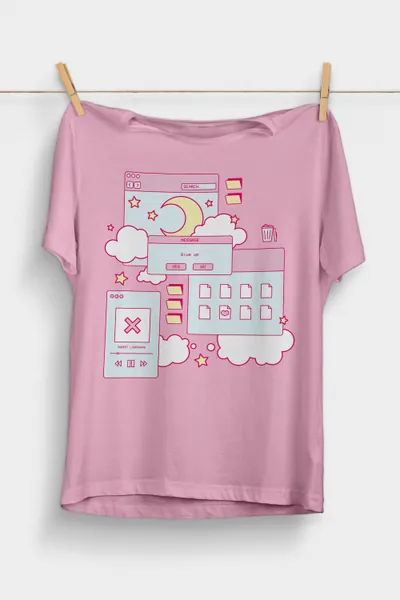 Kawaii Aesthetic Browser T-Shirt | Vaporwave Clothing | Soft Pastel Grunge Shirt | Pastel Goth | Sad Egirl | Yume Kawaii