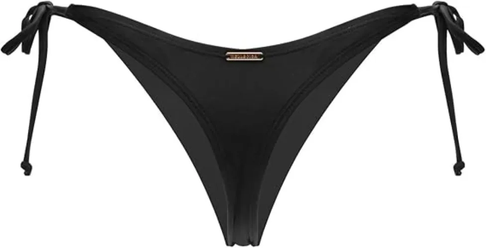RELLECIGA Women's Tie Side Thong Bikini Bottom - Medium Black