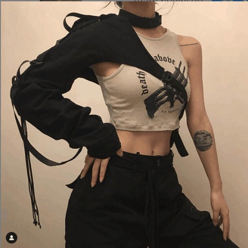 Streetwear one shoulder top