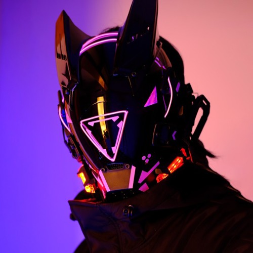 Cyberpunk Helmet Cool Mask Cosplay Dreadlocks With Led Light Shinobi Samurai Mask Braids Dreads Wings Christmas Halloween Gift