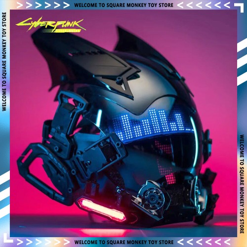 Cyberpunk Helmet Mask Techwear Pipe Dreadlocks Cosplay Shinobi Special Forces Samurai Mask Customize the screen With LED Light