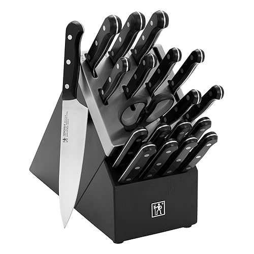 HENCKELS Solution Razor-Sharp 20-Piece Self Sharpening Knife Block Set, Chef Knife, Bread Knife, Steak Knife, German Engineered Knife Informed by 100+ Years of Mastery, Black - 20-pc - Black