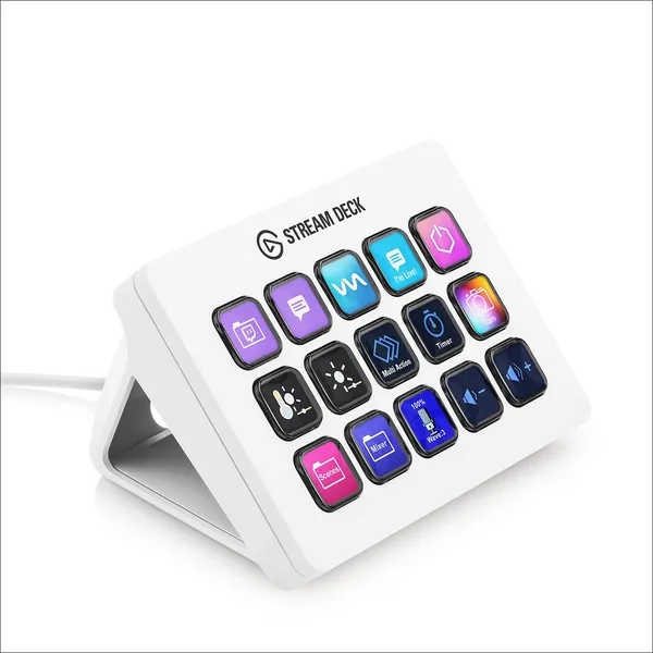 Elgato Stream Deck MK.2 – Studio Controller, 15 macro keys, trigger actions in apps and software like OBS, Twitch, ​YouTube and more, works with Mac and PC - White - Gear 15 Keys (MK.2 ) White