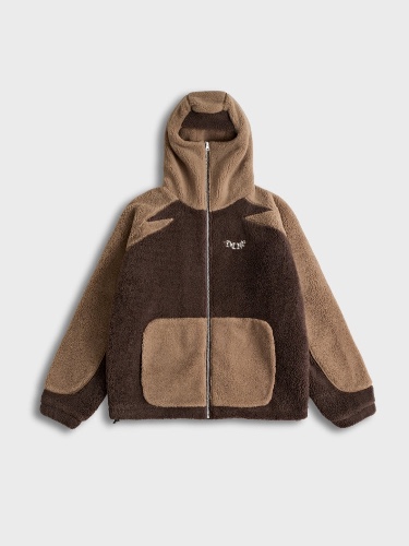 DCRB - Wolf Grey & White Sherpa Ninja Fleece | Dark & Light Brown / S