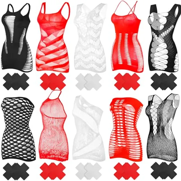 Haysandy Women Lingerie Chemise Mini Dress Bodysuit X Shape Boobs Cover