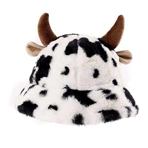 Fluffy Cow Print Bucket Hat