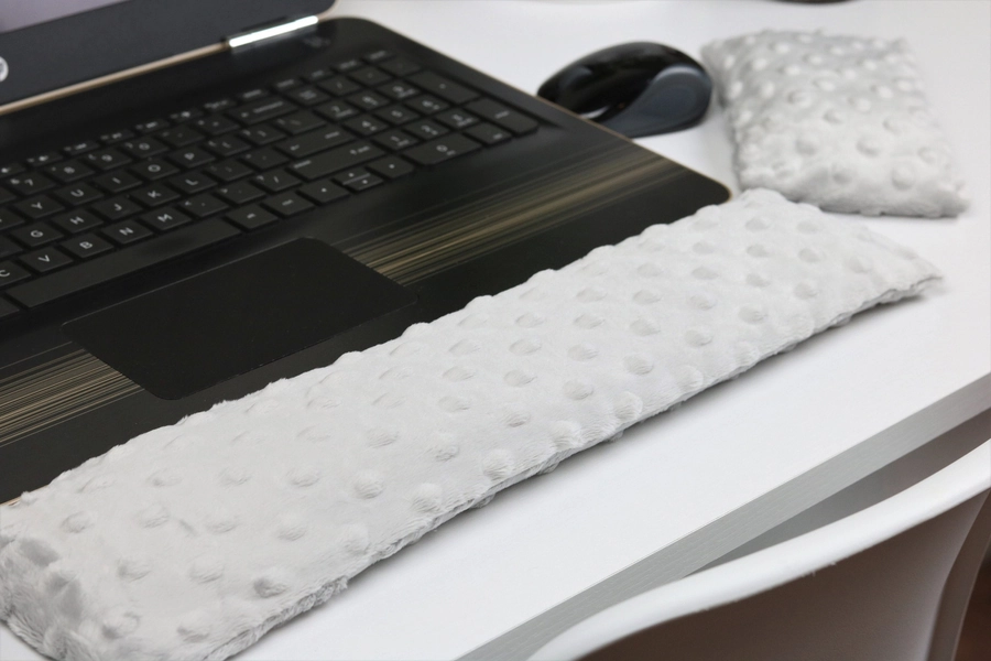 Silver Minky Wrist Rest Set with Fold Over Covers