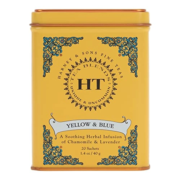 Harney & Sons Master Yellow & Blue Tea Tin - Herbal Blend of Chamomile, Lavender, and Cornflowers - 1.4 Oz, 20 Count - 20 Count (Pack of 1)