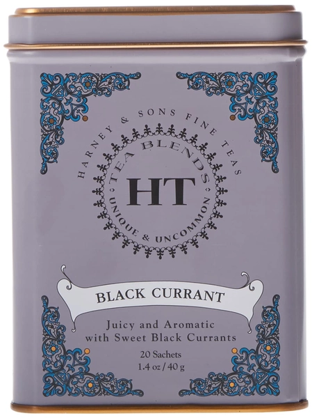 Harney & Sons Caffeinated Tea Tin Sachets, Black Currant, 20 Count - 