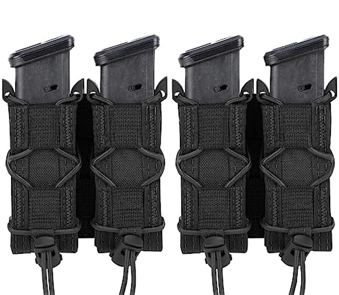 2pc Molle Pistol Mag Pouch Single Double Stack Magazine for 9mm/.40 Calibers 45acp Glock S&W M&P, Sig 226/229, and Springfield 1911,Sig Sauger,P365,P365X