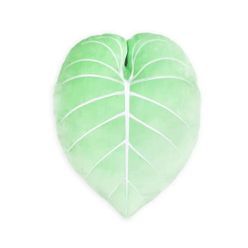 Philodendron Gloriosum Leaf-Shaped Throw Pillow: Decorative Green Foliage Accent for Bed, Couch - Ideal Gift for Plant Enthusiasts, Green Thumb Loved Ones! - Philodendron Gloriosum Serene Green