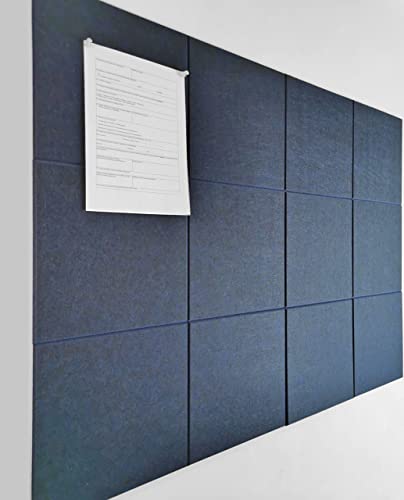 DECORITA Large Office Cork Board Alternative - 47"x35" 12 Pack Felt Wall Tiles with Safe Removable Adhesive, Cork Boards for Walls Office Pin Board Tack Board Cork Board 48 x 36 – Dark Blue