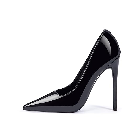 GENSHUO Women's 4.7 Inch Pumps Pointy Closed Toe Stiletto Sexy High Heels Slip on Porm Party Wedding Dress Shoes - 8 - All Black