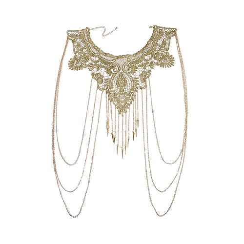 Gold Fine Chain Flower Lace Bikini Body Chain Necklace Jewelry for Women