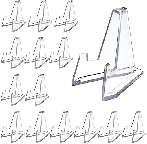 Mini Clear Acrylic Easel Stands Coin Display Easel, 30Pcs Clear Multifunctional Display Holder,Mini Clear Acrylic Easel Stand Card Stands, Clear Plastic Easels,Clear Plastic Coin Display Easel, 2.16in