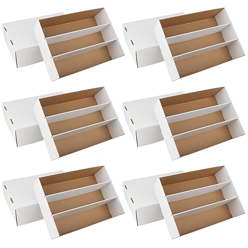 HIMOMO 6 Pack Trading Card Storage Box, 2340 Count Card Storage Box White Sports Card Storage Box Card Organizer Box Trading Card Box for Storing Protecting and Organizing Soccer Basketball Game Cards - 6
