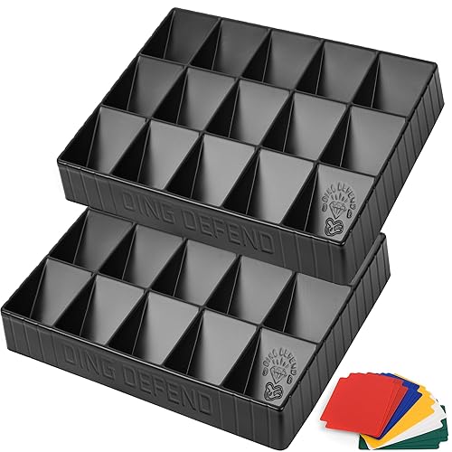 2 Pack Card Sorting Tray - Stackable Trading Card Organizer, 15-Compartment Playing Card Tray, Card Sorter Tray for Organizing Raw Cards, Sleeved Cards or Toploaders, Includes 15 Trading Card Dividers