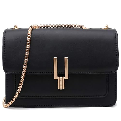 Color-Block Crossbody Bags for Women Leather Cross Body Purses Cute Designer Handbags Shoulder Bag Medium Size - #2 Black