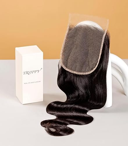 Triippy Raw Hair 5x5 HD Lace Closure Body Wave More Less Shedding than Regular Virgin Hair,0.10mm Ultra-Thin 5x5 Swiss Real HD Lace with 100% Raw Cambodian Human Hair(20 Inch) - 20 Inch - 5x5 Body Wave Natural Color