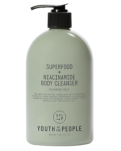 Youth To The People Superfood + Niacinamide Body Wash, Kale + Green Tea Cleanser with Nourishing Vitamins + Antioxidants, Improves Skin Texture + Dullness, Earthy + Woody Scent, Vegan - 16.4 Fl Oz