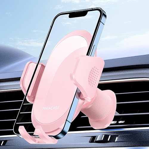 Miracase Phone Holders for Your Car with Metal Hook Clip, Air Vent Cell Phone Car Mount, Hands Free Universal Automobile Cradle Fit for iPhone Android and All Smartphones (Pink) - Pink
