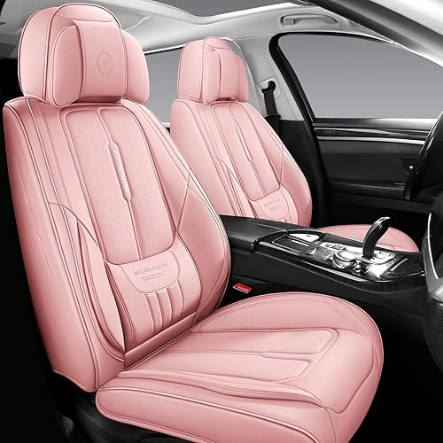 NS YOLO Universal Fit Full Coverage Leather Car Seat Covers for Cars,SUVs and Pick-up Trucks, Car Seat Protector,Automotive Seat Covers Full Set,Car Seat Cushion,Pink Seat Cover for 5 Seats - Pink - Full Set