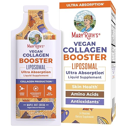 MaryRuth Organics Collagen Booster Liposomal | Sugar Free | Liquid Collagen Booster with Vitamin C, E, Zinc, Copper & Silica | Skin Care & Joint Support | Vegan | Non-GMO | Gluten Free | 14 Servings