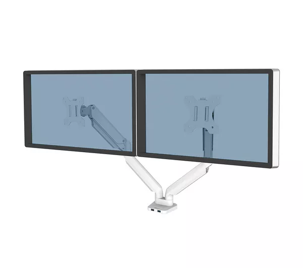 FELLOWES Platinum Series Dual Arm Full Motion 32" Monitor Desk Mount - White
