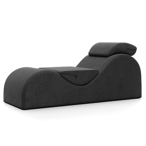 Avana Luvu Lounger - Chaise Lounge Chair for Yoga, Exercise, Massage - High Density Foam - Made in The USA - Black - Black