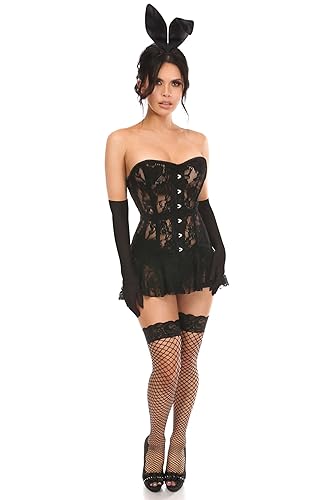 Daisy corsets Women 4 Pc Sexy Black Bunny Costume - X-Large - Black