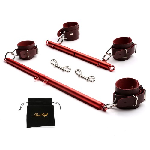 TMEOIIPY Adjusted Exercise 2 Spreader Bar with 4 Straps and Flocking Bag Home Yoga Pull up bar, Home Sport Kit - Red+Red