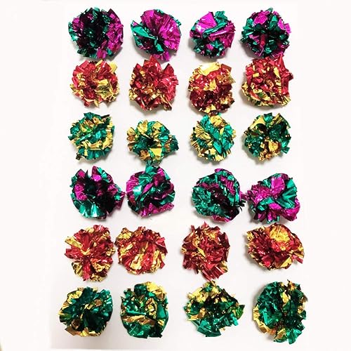 PETFAVORITES Original Mylar Crinkle Balls Cat Toys - 24 Pack - 24 Pack
