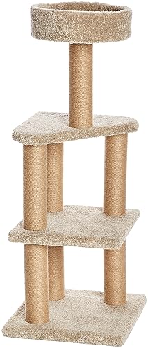 Amazon Basics - Cat Tree Indoor Climbing Activity Tower with Scratching Posts, multi-level, Large, 17.7" x 45.9", Beige - Large