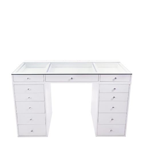 SlayStation® Plus 2.0 Tabletop + Vanity Mirror + 5 Drawer Units Bundle | Bright White / No Mirror / No Bulbs