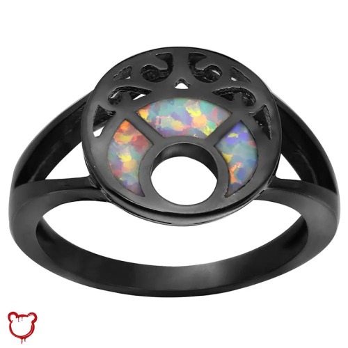 Luna's Opal Black Ring - 9 / Multi / Black Gun Plated