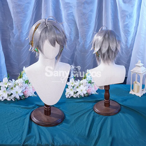 【In Stock】Game Genshin Impact Alhaitham Silver Gradient Short Cosplay Wig