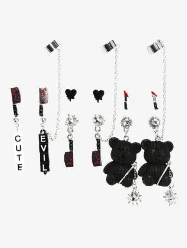 Black Bear Cuff Earring Set