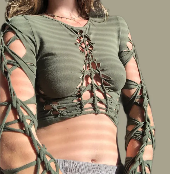 Cleopatra Crop Top // Long Sleeve Hand Braided Cotton Top