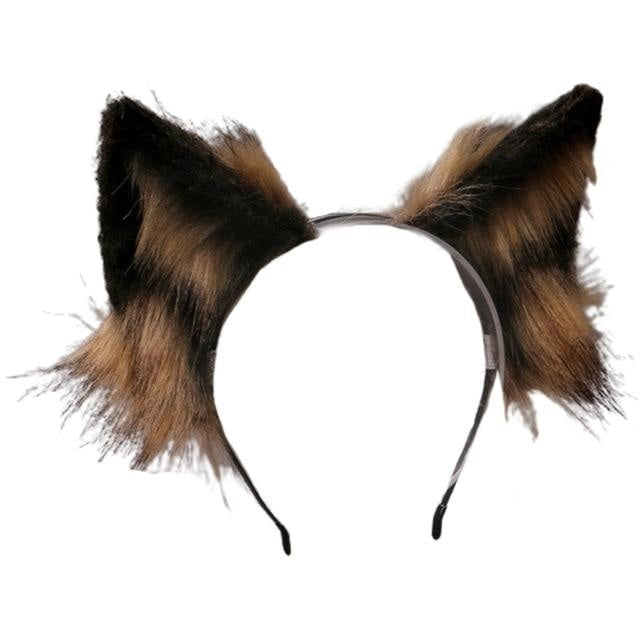 Luxurious Neko Ear Headband - Brown Black