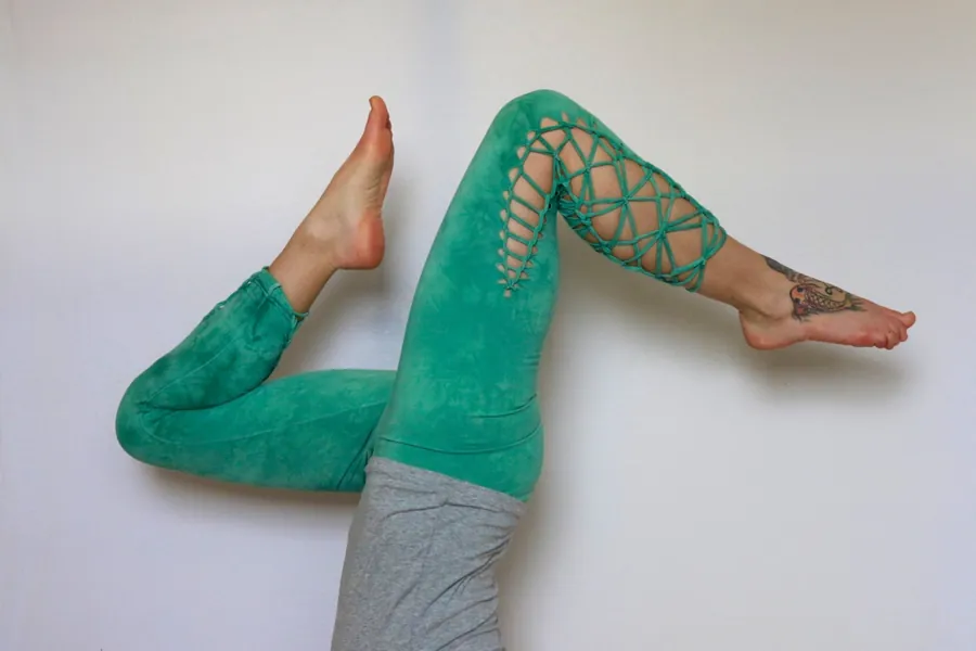 Hand Dyed Forest Green Braided Leggings //Yoga//Festival//dance
