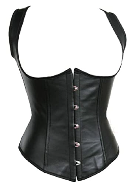 Alivila.Y Fashion Corset Womens Faux Leather Steampunk Corsets Victorian Bustier Top - XX-Large - Black