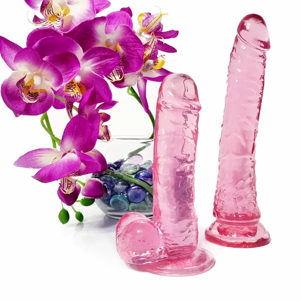 Suction Cup Dildos  2 Pack Flexible Waterproof 6 Inch&quot; 8 Inch&quot; Strapon Compatible Dildo Sex Toy Anal Beads