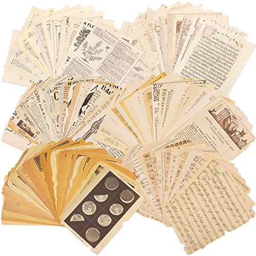 JUNEBRUSHS 120 Sheets Vintage Scrapbooking Paper Journaling Supplies Kit for Writing Drawing Room Decor Aesthetic Vintage Paper for Scrapbook Travel Journal