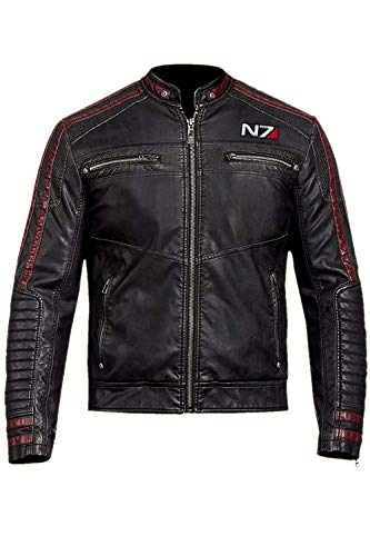 Alamodetrend Mass Effect N7 Real Leather Black Biker Motor Cycle Jacket
