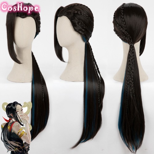 Jamil Viper Cosplay Contorto Paese Delle Meraviglie Cosplay Delle Donne Lunga Treccia Nero Parrucca di Cosplay del Anime di Cosplay Resistente Al Calore Parrucche Sintetiche