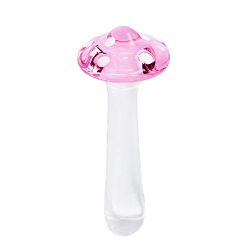 Anal Plug Butt Plugs Trainer, Smooth Glass Mushroom Pleasure Wand Dildos (Pink) - Pink