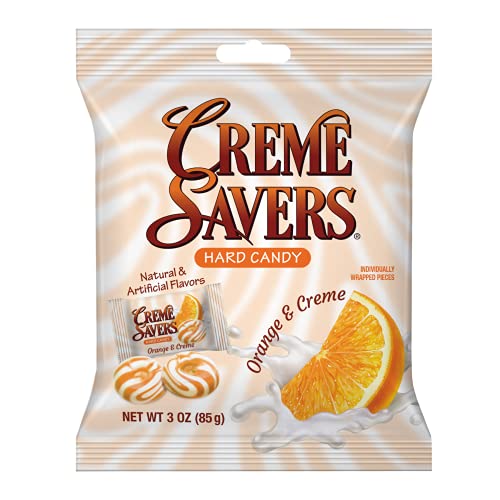 Creme Savers Orange and Creme Hard Candy | The Taste of Fresh Orange Swirled in Rich Cream | The Original Classic Creme Savers Brought To You By Iconic Candy | 3oz Bag (12 Count) - Orange and Creme - 3 Ounce (Pack of 12)