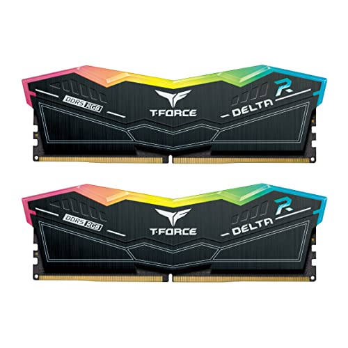 TEAMGROUP T-Force Delta RGB DDR5 Ram 32GB (2x16GB) 5200MHz PC5-41600 CL40 Intel XMP 3.0 & AMD Expo Compatible Desktop Memory Module Ram Black - FF3D532G5200HC40CDC01 - 32GB(2x16GB) - DDR5 5200MHz 40-40-40-76 - Black