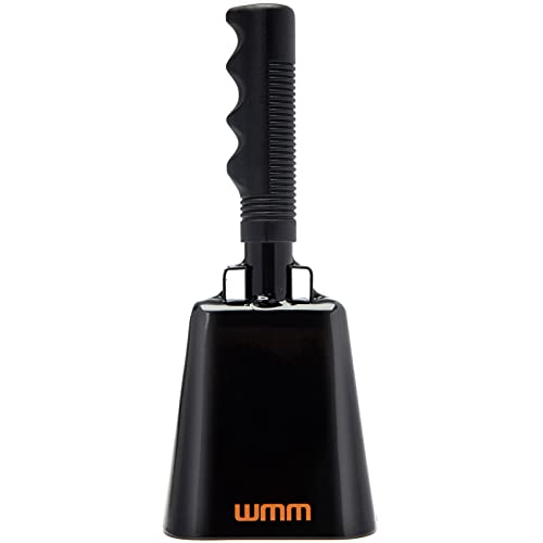WMM 10 Inch Cow Bell Noise Makers Cowbell for Sporting Event Cheering Bell for Football Games Large Steel Cowbell with Handle Solid School Bells Call Bell Alarm (Black) - Black